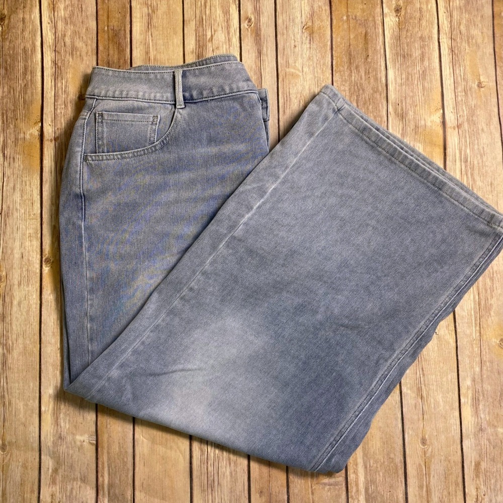 Halara Crossover Asymmetric Waist Wide Leg Jeans Light Wash Blue XL Regular